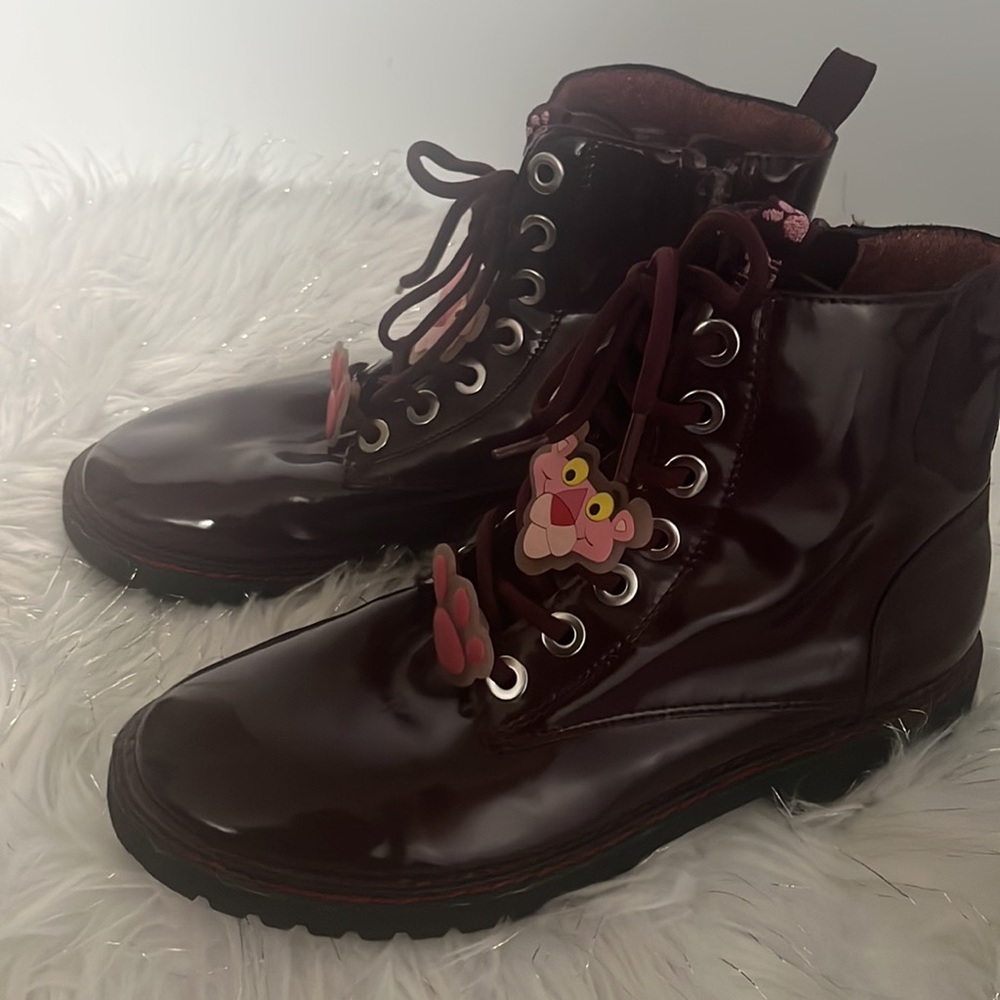 Zara Kids Shoes Pink Panther patent leather in burgundy size 37 - Picture 2 of 9